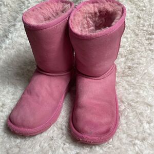 UGG Girl's Classic II Glitz  pink leather suede Wool Lined Pull-On Boots SZ5